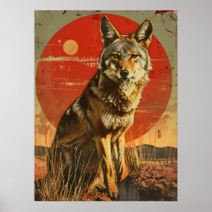 Vintage Kunst der Coyote Poster