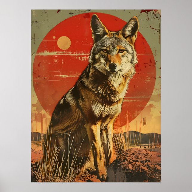 Vintage Kunst der Coyote Poster (Vorne)