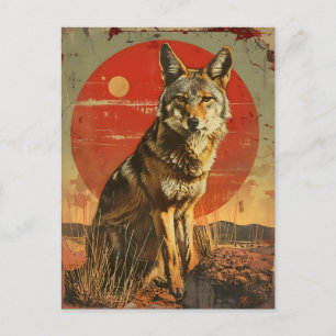 Vintage Kunst der Coyote Postkarte