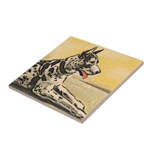 Vintage-Kunst der Deutschen Dogge Fliese