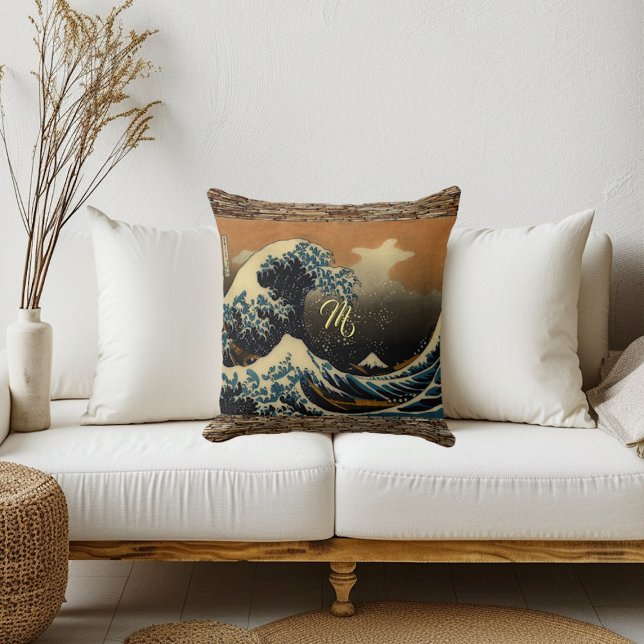 Vintage Kunst Der japanische Künstlerozean der gro Kissen (Vintage Art The Great Wave Japanese Artist Ocean Throw Pillow)