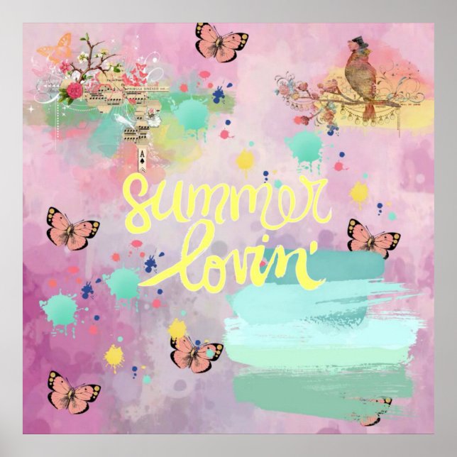 Vintage Kunst der Sommerliebhaber, abstrakte Maler Poster (Vorne)