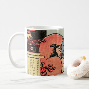 Vintage-„Kunst des Gedankenlesens“-Cartoon-Kaffeet Kaffeetasse