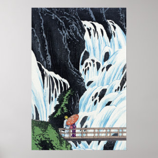 Vintage Kunst des japanischen Wasserfalles Poster