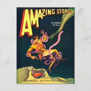 Vintage Kunst des Scannen-Fi-Buches Postkarte