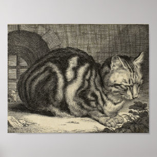 Vintage Kunst Die große Katze Poster