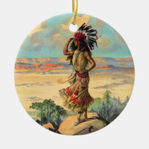 Vintage Kunst: Eingeborene amerikanische Frau mit Keramik Ornament