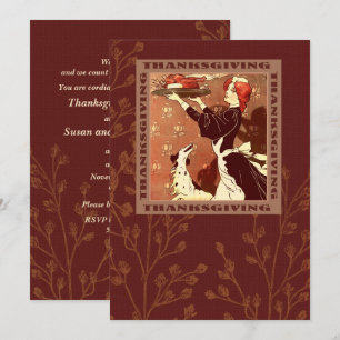 Vintage-Kunst-Einladungen zum Thanksgiving-Dinner Einladung
