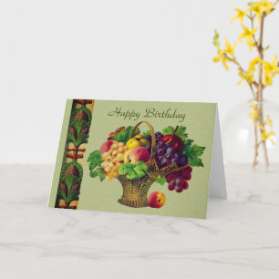 Vintage Kunst Fruchtkorb Geburtstag Karte