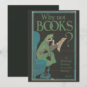 Vintage-Kunst-Geburtstagskarte 'Warum nicht Bücher Einladung