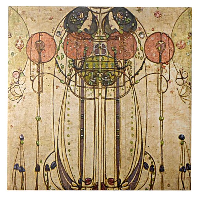 Vintage Kunst Gesso Wand-Fries-Keramiken Fliese (Vorderseite)