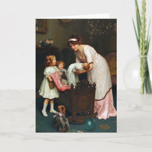 Vintage Kunst - Große Schwestern und Baby, Karte