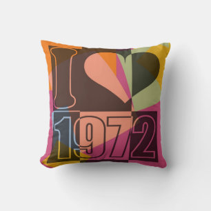 Vintage Kunst - I Liebe (Herz) 1972 - Kissen