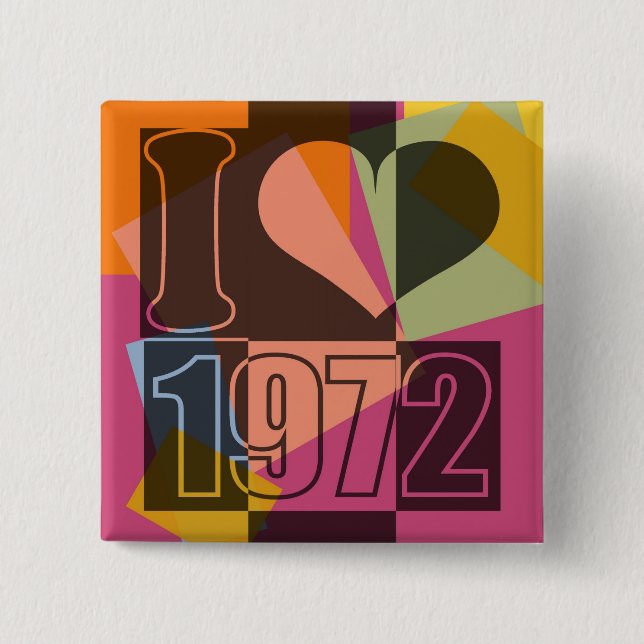 Vintage Kunst - I Liebe (Herz) 1972 - Schaltfläche Button (Vorderseite)