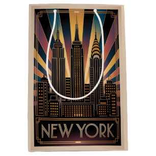 Vintage-Kunst im Art Deco-Stil-Reiseposter von New Mittlere Geschenktüte