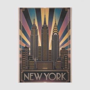 Vintage-Kunst im Art Deco-Stil-Reiseposter von New Seidenpapier