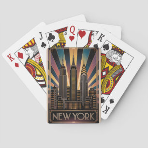 Vintage-Kunst im Art Deco-Stil-Reiseposter von New Spielkarten