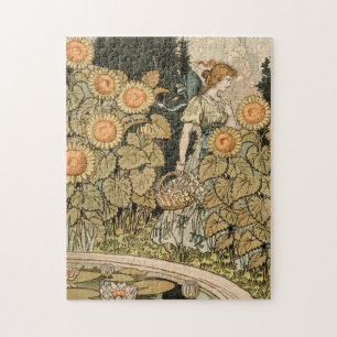 Vintage Kunst im Jugendstil August Sonnenblumen-Ga Puzzle