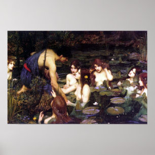 Vintage-Kunst John W. Waterhouse Hylas und Nymphen Poster