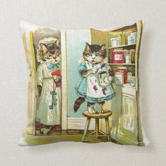 Vintage Kunst: Kätzchen gefangener Diebstahl Kissen