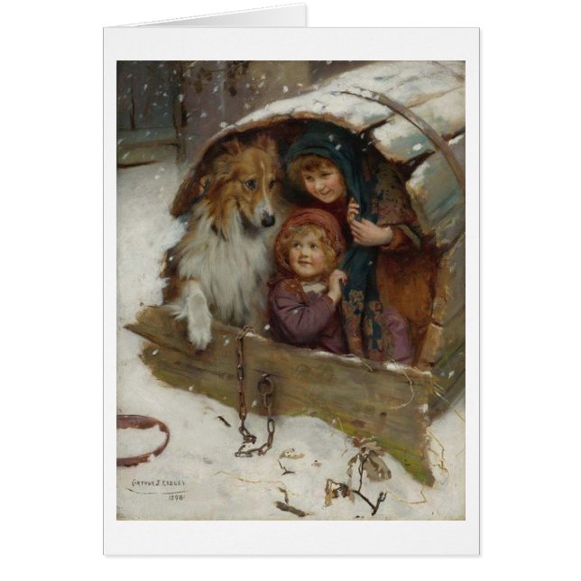 Vintage Kunst - Kinder u. Hundeschutz vom Schnee, (Vorne)