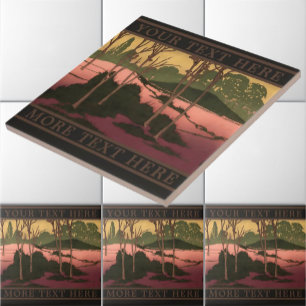 Vintage Kunst & Kunsthandwerk Landschaftsschicht F Fliese