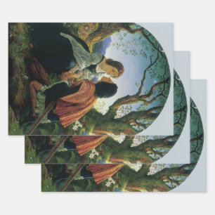 Vintage-Kunst, Liebende bei Dämmerung, Sir Joseph Geschenkpapier Set
