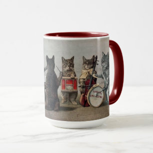Vintage Kunst Musik Katzen Keramik Tasse