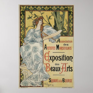 Vintage Kunst nouveau Ausstellung feiner Künste Poster