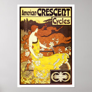 Vintage Kunst Nouveau Fahrrad-Anzeige Poster
