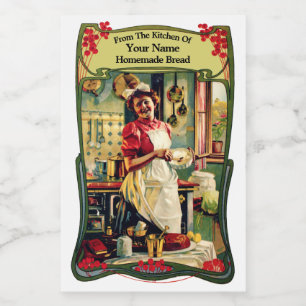 Vintage Kunst Nouveau Küchen-Schablone Lebensmitteletikett