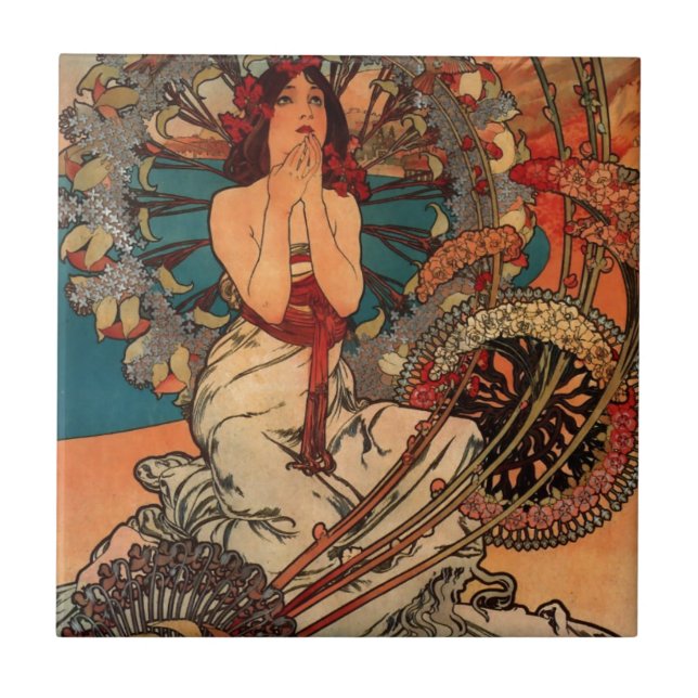 Vintage Kunst Nouveau Monaco Monte Carlo Fliese (Vorderseite)