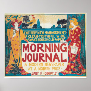 Vintage Kunst Nouveau neue Zeitungsanzeige Poster