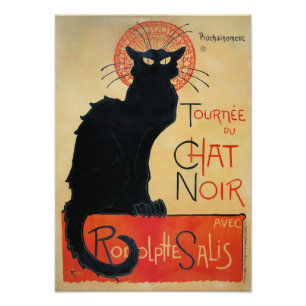 Vintage Kunst Nouveau schwarze Katze Fotodruck