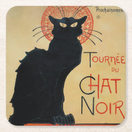 Vintage Kunst Nouveau schwarze Katze Rechteckiger Pappuntersetzer