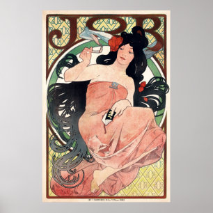 Vintage Kunst Nouveau Zigaretten-Anzeige durch Poster