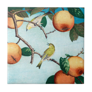 Vintage-Kunst, Obst- und Vogeldruck nach Maß Fliese