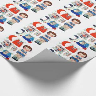 Vintage-Kunst-Papierpuppe. Süße Papierpuppe. Geschenkpapier