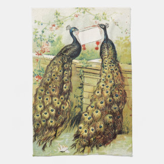 Vintage-Kunst-Pfauen mit einer Botschaft, Geschenk Handtuch