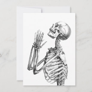 Vintage-Kunst-Schädel-Skelett-Illustration, Schäde Feiertagskarte