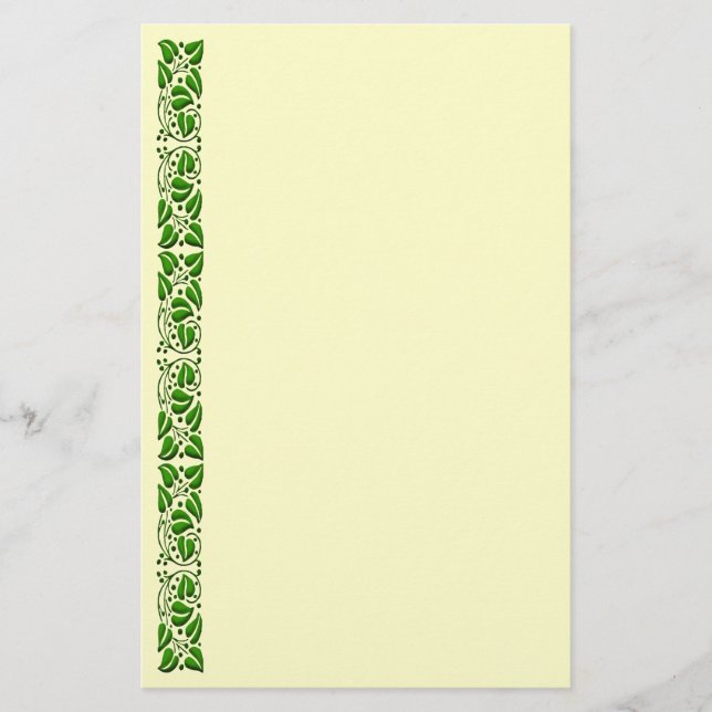 Vintage-Kunst Scrolling Leaf Border Briefpapier (Vorderseite)