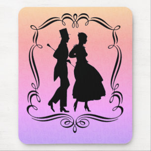 Vintage-Kunst-Silhouette Elegantes Paar Mousepad