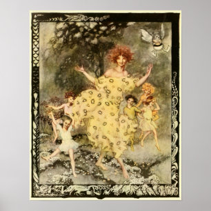 Vintage Kunst "Tanz des Frühlings" Arthur Rackham Poster