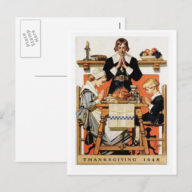 Vintage-Kunst-Thanksgiving-Postkarten Feiertagspostkarte (Vorne/Hinten)