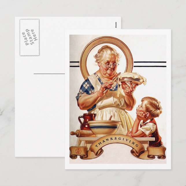 Vintage-Kunst-Thanksgiving-Postkarten Feiertagspostkarte (Vorne/Hinten)
