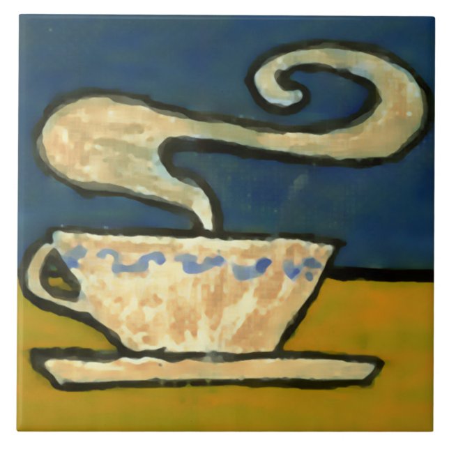 Vintage Kunst und Handwerk 1906 Kaffeecup-Design Fliese (Vorderseite)