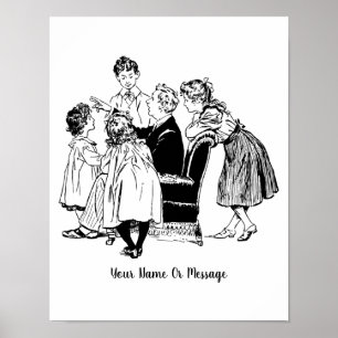Vintage-Kunst: Vater erzählt Kindern eine Geschich Poster