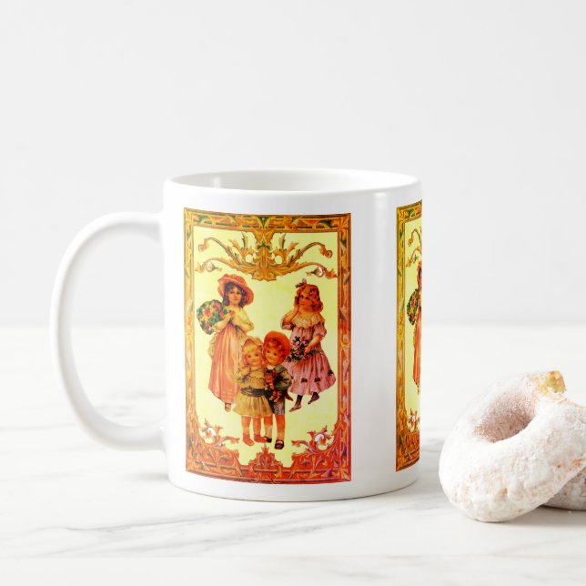 Vintage Kunst Viktorianische Kinder Kaffeetasse (Mit Donut)
