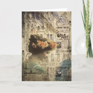 Vintage-Kunst Vintage-Frau Modewerbung Feiertagskarte