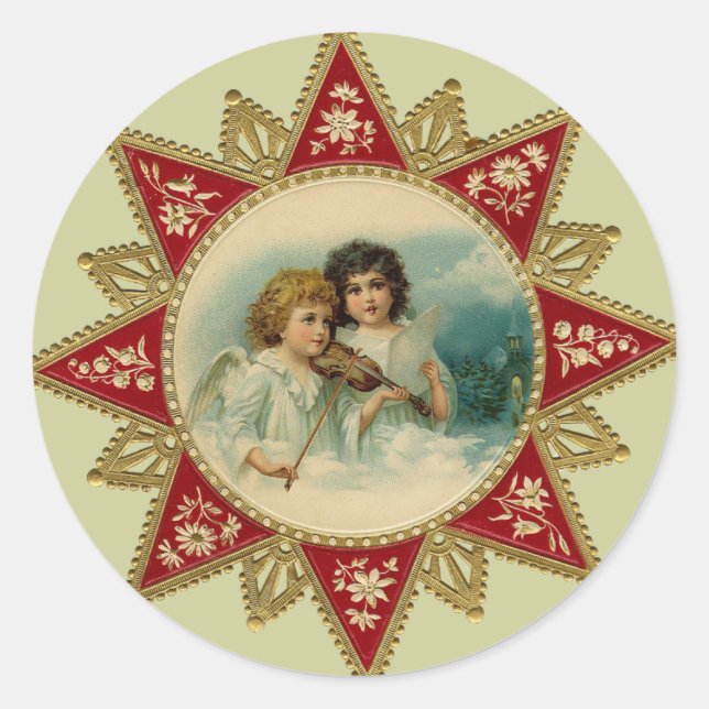 Vintage Kunst - WeihnachtsAngels Stickers (Vorderseite)